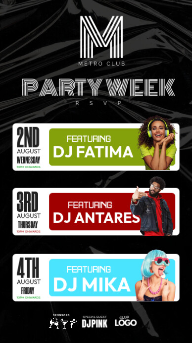 Party Week. Sign Party Week Schedule Template | PosterMyWall
