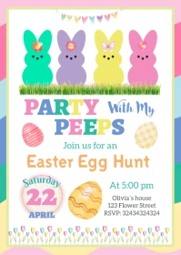 Party with My Peeps invitation A6 template