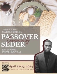 Passover Pesach Seder Dinner community event Folder (US Letter) template