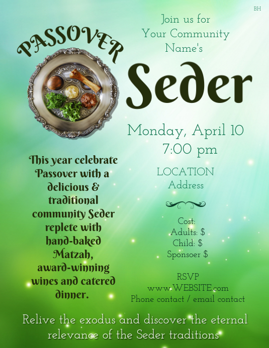 Seder Event Program Samples Passover Seder Template | PosterMyWall