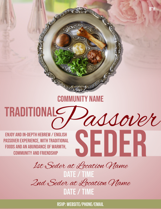 Seder Event Program Samples Passover Seder Template | PosterMyWall