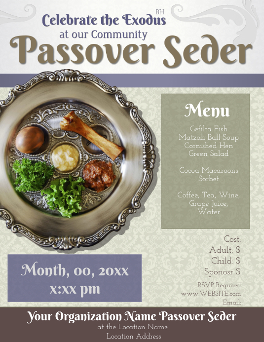Seder Event Program Samples Passover Seder Template | PosterMyWall