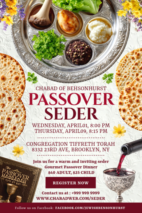 Copy of Passover Seder Invitation Template | PosterMyWall