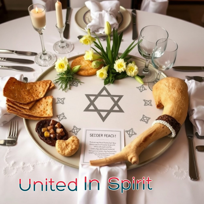 Plantilla de Passover Seder Table with Matzah Shofar and Star of David ...
