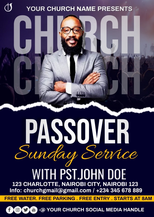 passover sunday service A6 template