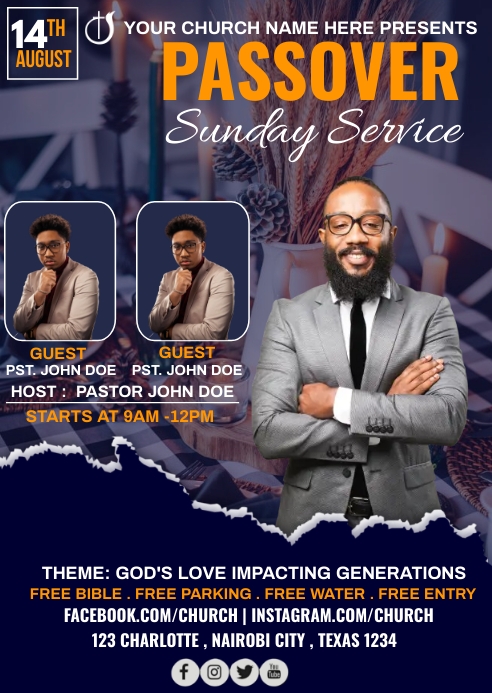 passover sunday service A6 template