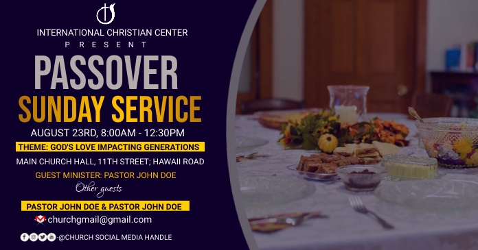 passover sunday service Facebook Shared Image template