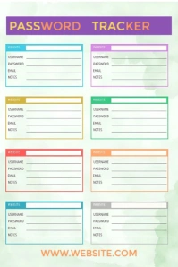 Password Tracker  Pinterest Graphic template