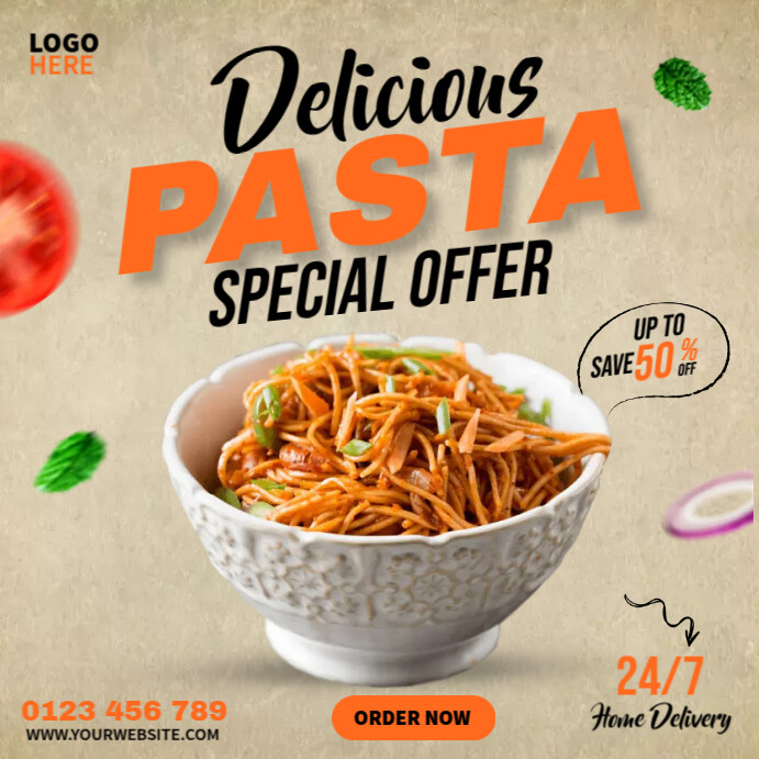 Pasta Ads Template | PosterMyWall