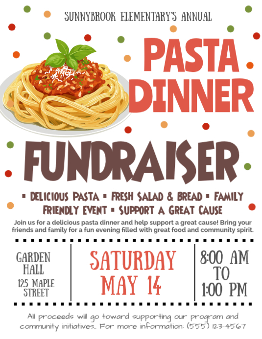 Pasta Dinner Fundraiser Flyer Template | PosterMyWall