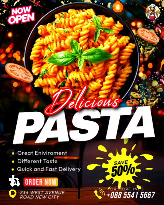 Pasta dish italian noodles food delivery service restaurant digital ...