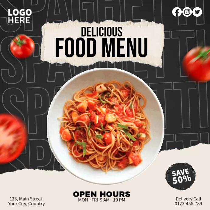Plantilla de Pasta Food Ads | PosterMyWall