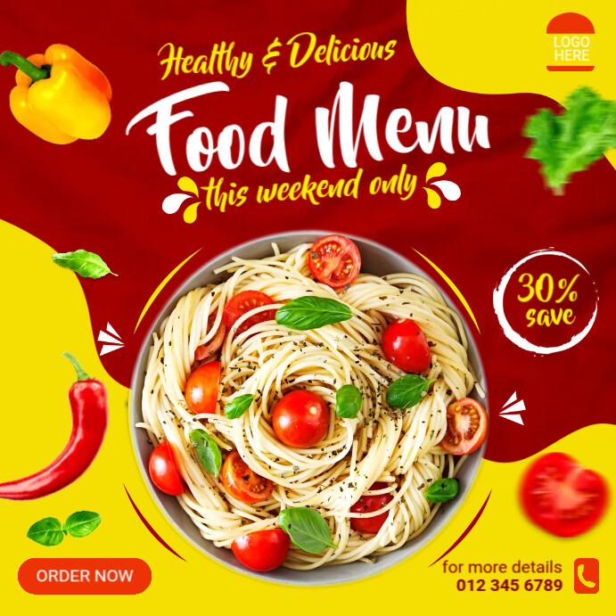 Pasta Food Menu Template | PosterMyWall