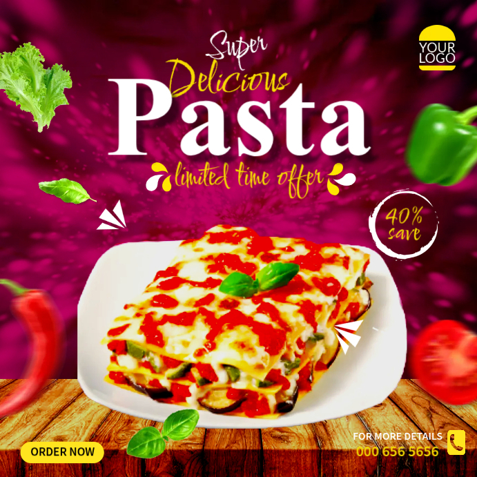 Pasta Food Menu Template | PosterMyWall