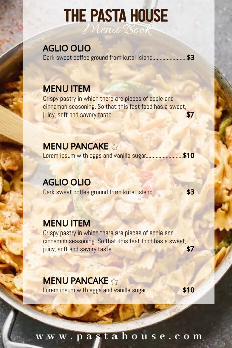 Pasta Menu Template | PosterMyWall