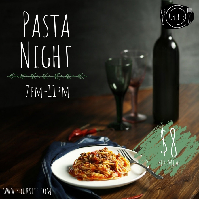 Pasta Night Special Restaurant Ad Publicación de Instagram template