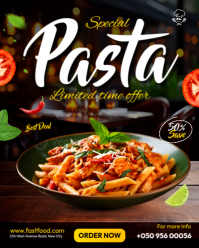 Pasta protein chickenpea pastina restaurant delivery offer discount digital flyer promo template Instagram Portrait