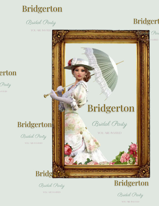 pastel, Bridgerton, bridal, birthday, netflix, invitation, party Flyer (US Letter) template