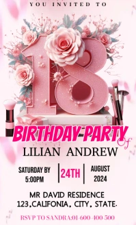 Pastel 18th Birthday Party Invitation Templat US Legal template