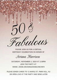 Pastel 50 & Fabulous Birthday Celebration Party Invitation  A6 template