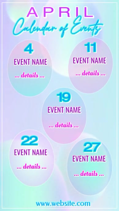 Pastel April Calendar of Events IG Reel Template | PosterMyWall