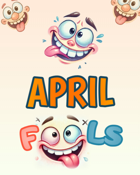 Pastel April Fools Day Silly Cartoon Faces Emojis Instagram Portrait template