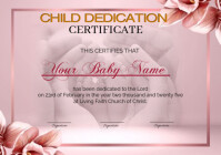 Pastel Baby Dedication Certificate A4 template