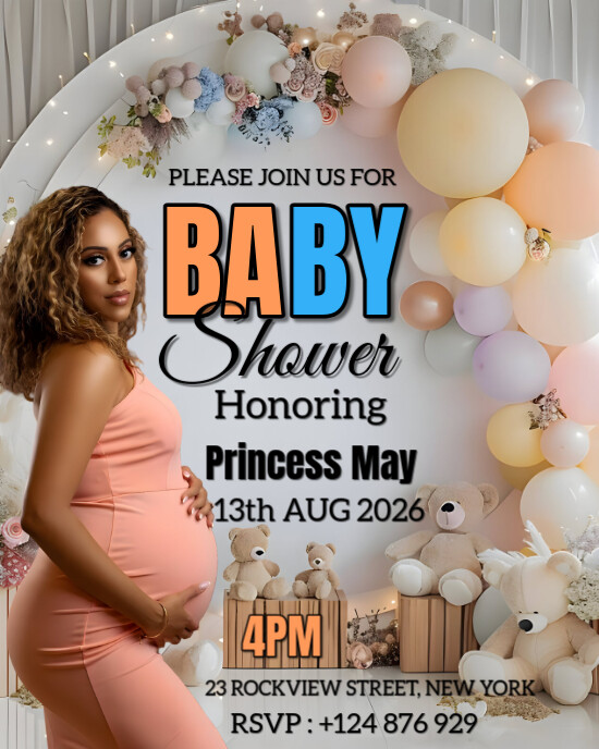 Pastel Baby Shower Instagram Portrait template