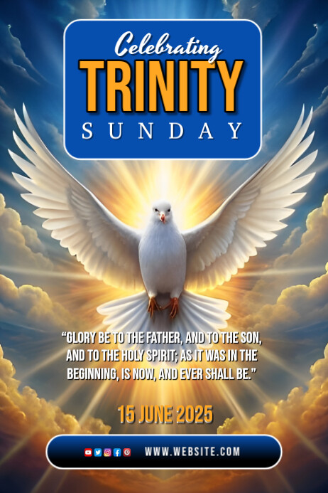 Pastel Blue Background Joyful Celebrating Trinity Sunday Poster ...