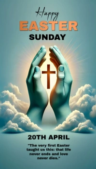 Pastel Blue Background Joyful Happy Easter Sunday  Business Card Визитная карточка template