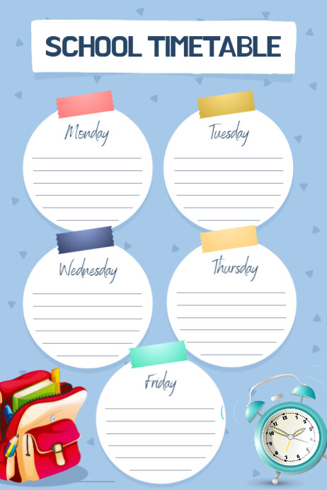 Pastel Blue Class Timetable Portrait Poster Template | PosterMyWall