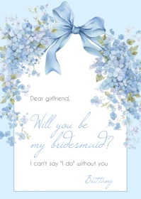 Pastel Blue Floral Bridesmaid Invitation A6 template