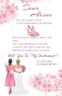Pastel Bridesmaid Pink Wedding Invitation  Tabloid Tabloïd template