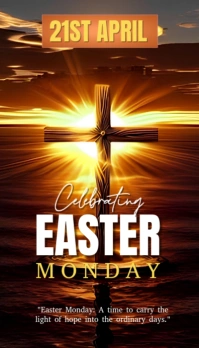 Pastel Brown Background Joyful Celebrating Easter Monday  Business Card Carte de visite template