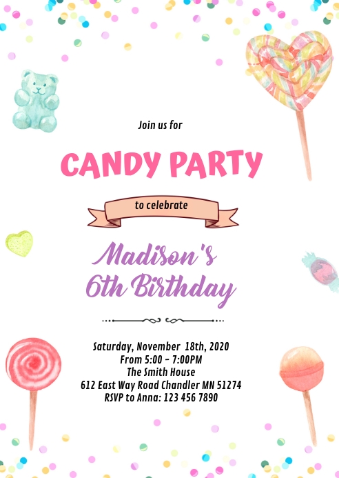 Candy Party Invitation Template