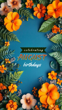Pastel Celebrating August Birthdays  Whatsapp Status template