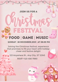 Pastel Christmas Festival Flyer A6 template