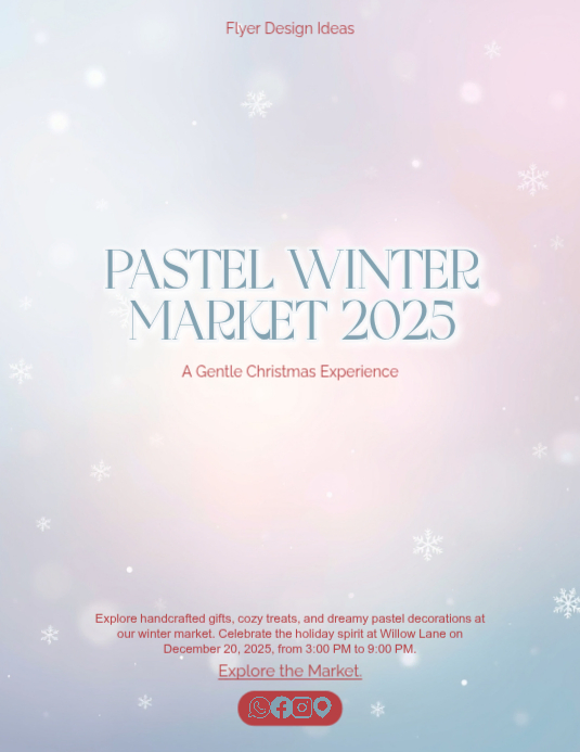 Pastel Christmas Market Flyer Template | Cozy Winter Festival Editable ...