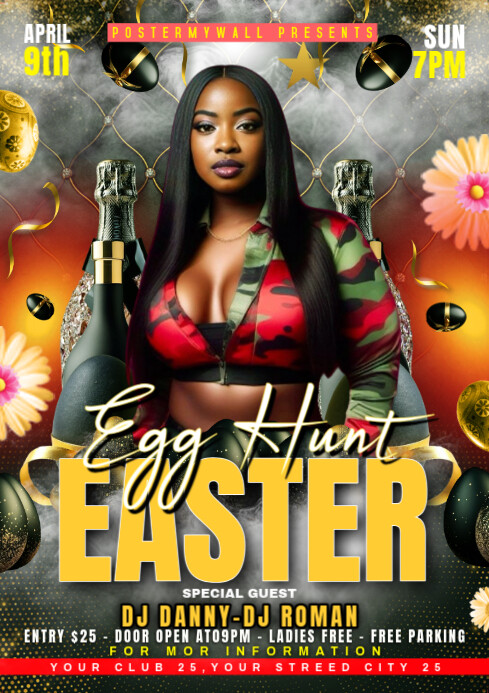 Pastel Easter Egg Hunt Party A1 template