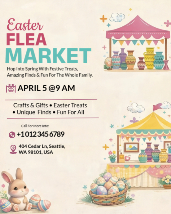 Pastel Easter Flea Market & Spring Craft Fair Flyer