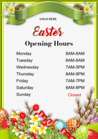 Turquoise Easter Open Hours A4 Template | PosterMyWall