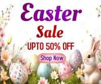 Pastel Easter Sale  Medium Rectangle Rectángulo Mediano template