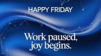 Pastel Elegant Happy Friday Quote Template With Blue Abstract Background Digital Display (16:9)