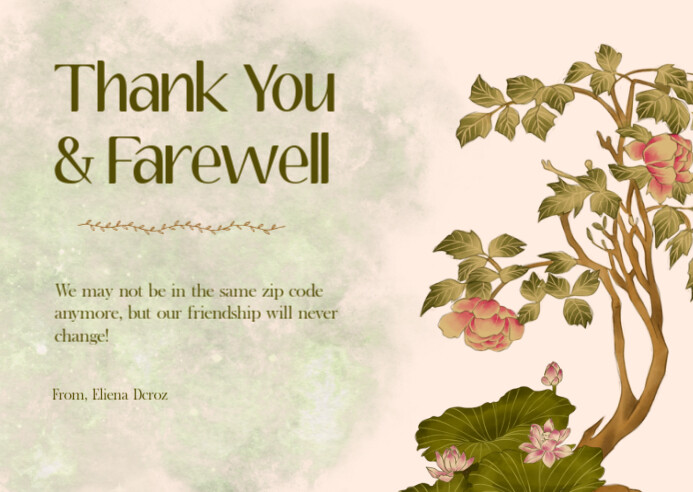 Pastel Farewell Wish Greeting Card Design Template Postcard 明信片