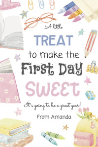 pastel First day of school sweet treat tag Banner 4' × 6' template