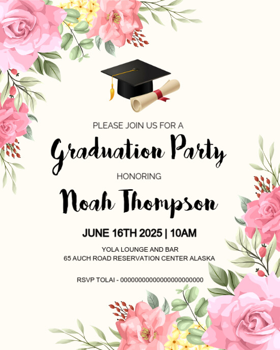 Pastel Floral Graduation Party Invitation Template Instagram Portrait ...