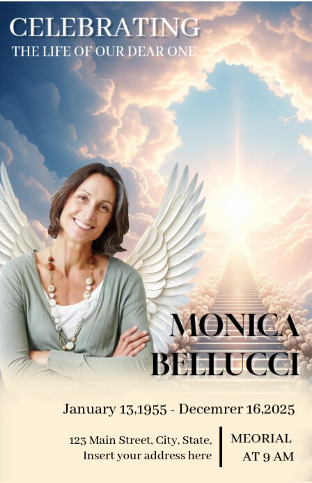 Pastel Funeral Card Half Page Wide Halfbladsy Breed template