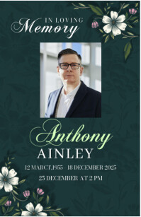 Pastel Funeral Green Watercolor Design  Half Page Wide template