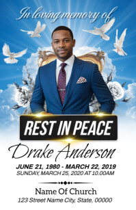 Pastel Funeral Invitation Tabloid Poniekoerant template