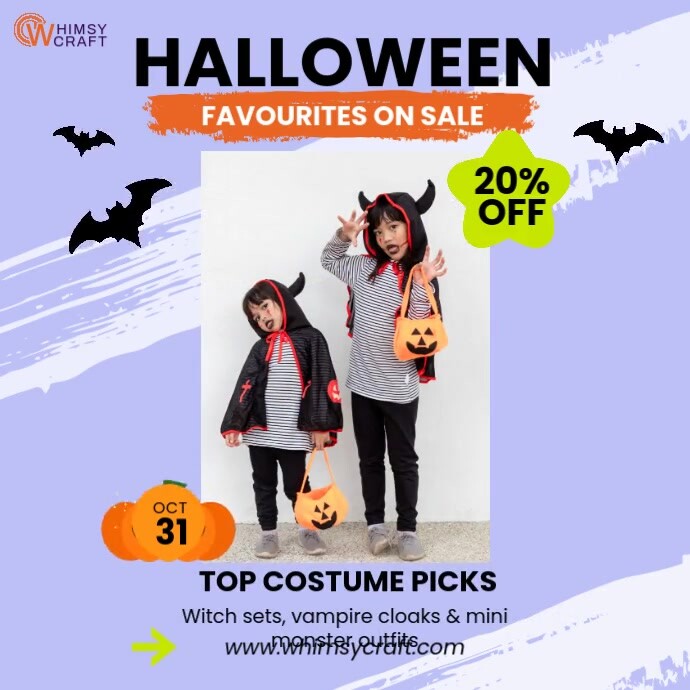Pastel Halloween Costume Slideshow Video Message Instagram template